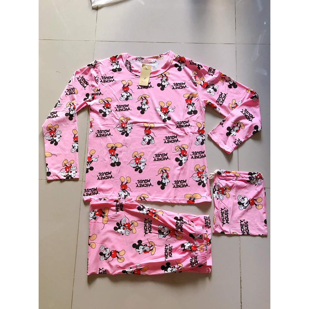 Bộ Đồ ngủ mặc nhà mickey vs Pikachu kèo túi rút nhỏ cực kute