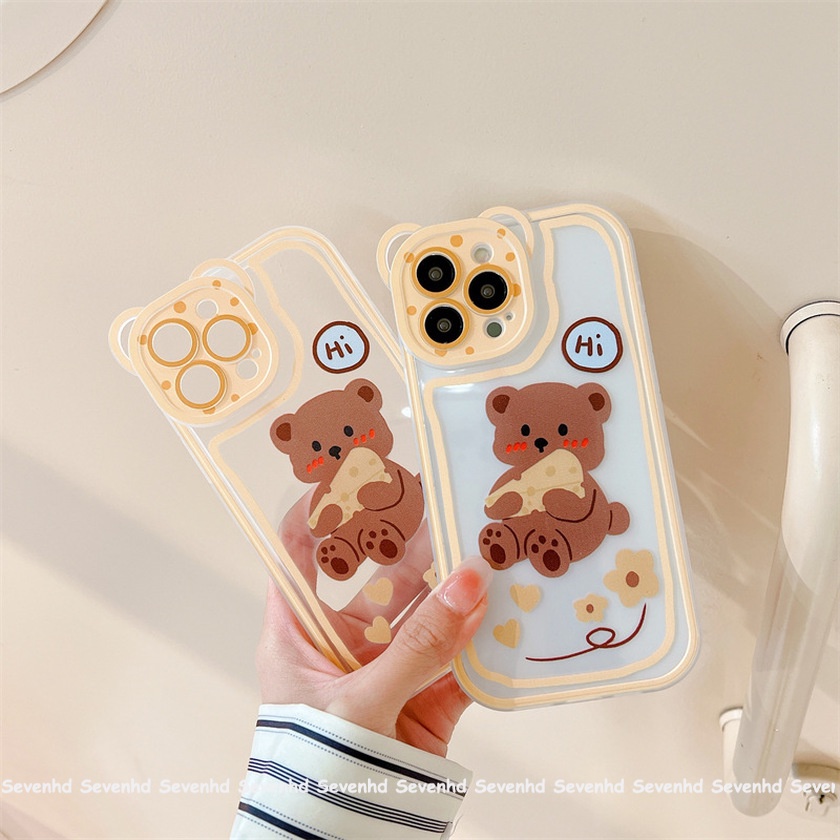 Ốp Điện Thoại Tpu Dẻo In Hình Gấu Phô Mai Hoạt Hình Cho iPhone 14 13 12 11 Pro Max Xs Max Xr X 6 6s Plus