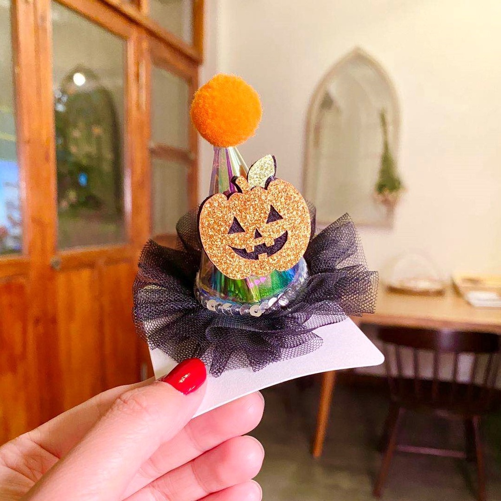 Kẹp Tóc Hình Nón Halloween Có Đèn Led Phát Sáng Dành Cho Trẻ Em