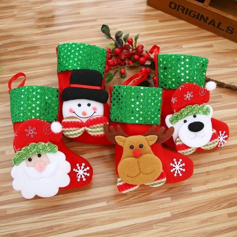 Vớ trang trí cây thông giáng sinh hình ông già noel/tuần lộc độc đáo