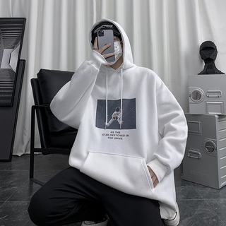 Áo hoodie cổ tròn form rộng in họa tiết trẻ trung thời trang cho nam