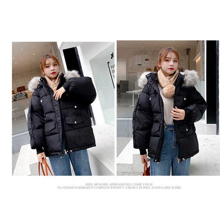 Giao Ngay 🌼Áo Khoác Phao Quảng Châu Nữ Mũ Lông Dây Rút Dáng Rộng Phong Cách Hàn Quốc mẫu mới 2021 | BigBuy360 - bigbuy360.vn