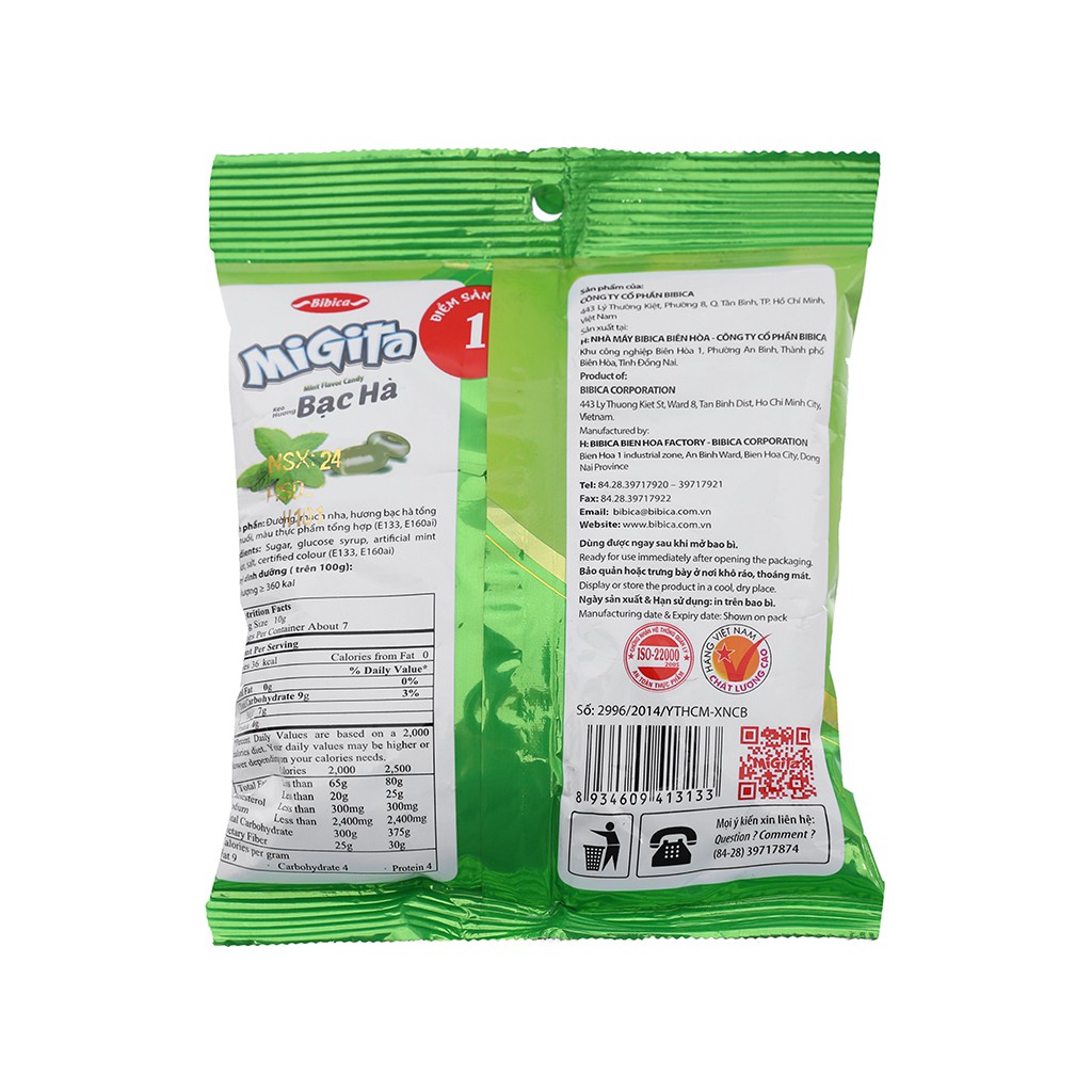 Kẹo bạc hà Migita gói 70g