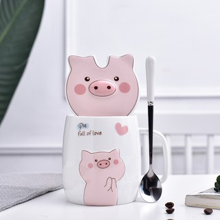 Cốc sứ uống nước hình chú heo hoạt hình đáng yêu