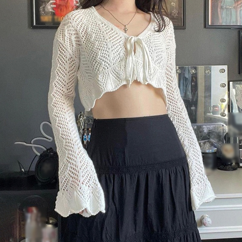 Áo Cardigan Dệt Kim Tay Dài Cổ Chữ V Màu Trơn Thời Trang Cho Nữ