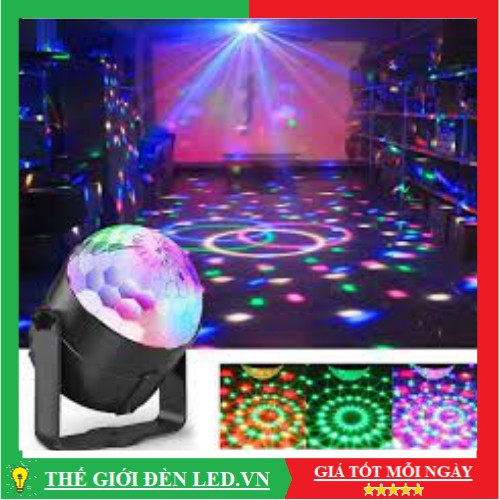 Đèn led xoay 7 màu cảm ứng theo nhạc trang trí tại gia đình, phòng karaoke, chất liệu cao cấp, bền bỉ