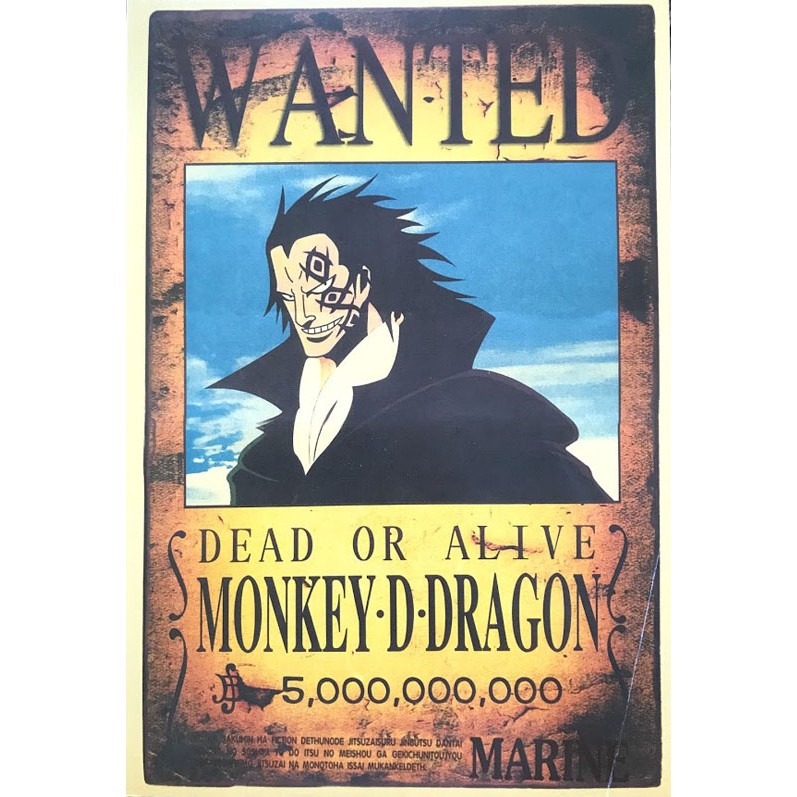 Bộ 10 Tấm Poster Truy Nã One Piecee Gồm Dragon, Roger, Katakuri, Silver Rayleigh, Marco và Thất Vũ Hải