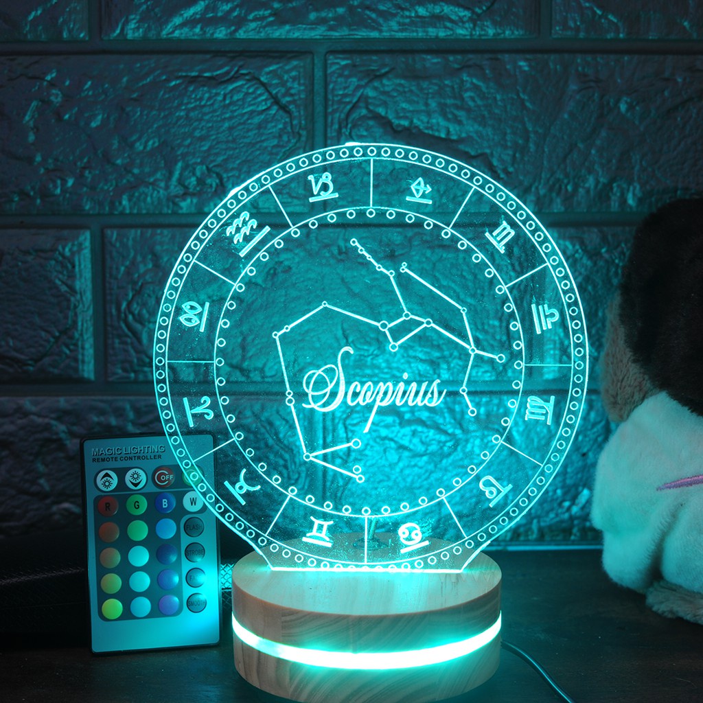 Đèn ngủ LED 3D - 12 CUNG HOÀNG ĐẠO | Thiết kế theo yêu cầu | 16 màu- cảm ứng- điều khiển từ xa - Ghiền Decor