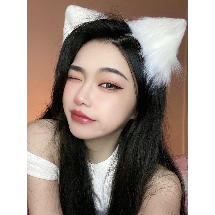 Băng đô tai thỏ Lông Xù Cute Cài Tóc hóa trang Tai Mèo Trắng Đen Dễ Thương xinh xắn FOLLOW TẶNG 3KHÀNG CÓ SẴNCHỌN