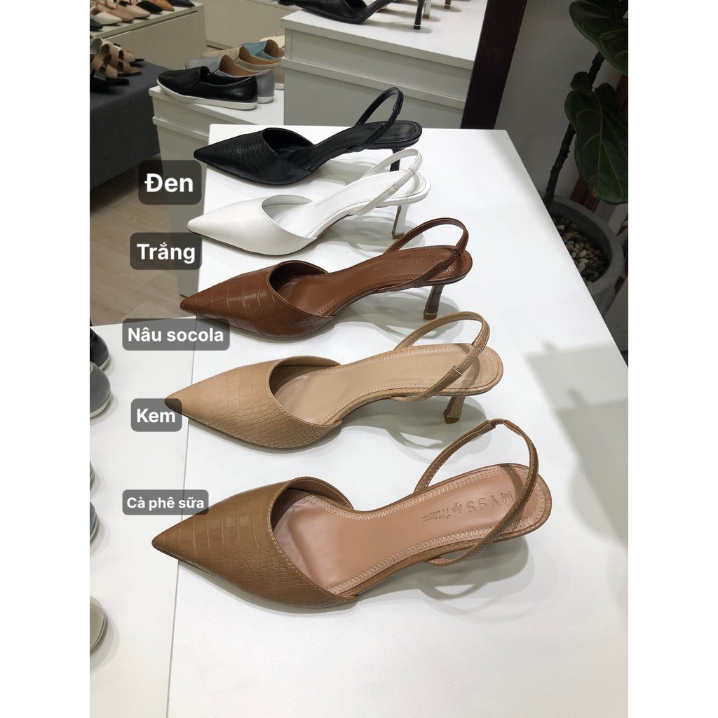 Giày nữ mũi nhọn 5 cm cài quai sau giả da rắn thời trang MYSS - CG169