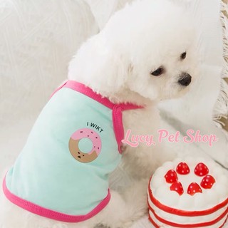 Áo hai dây cho chó mèo hoạ tiết bánh donut thời trang thú cưng xinh xắn
