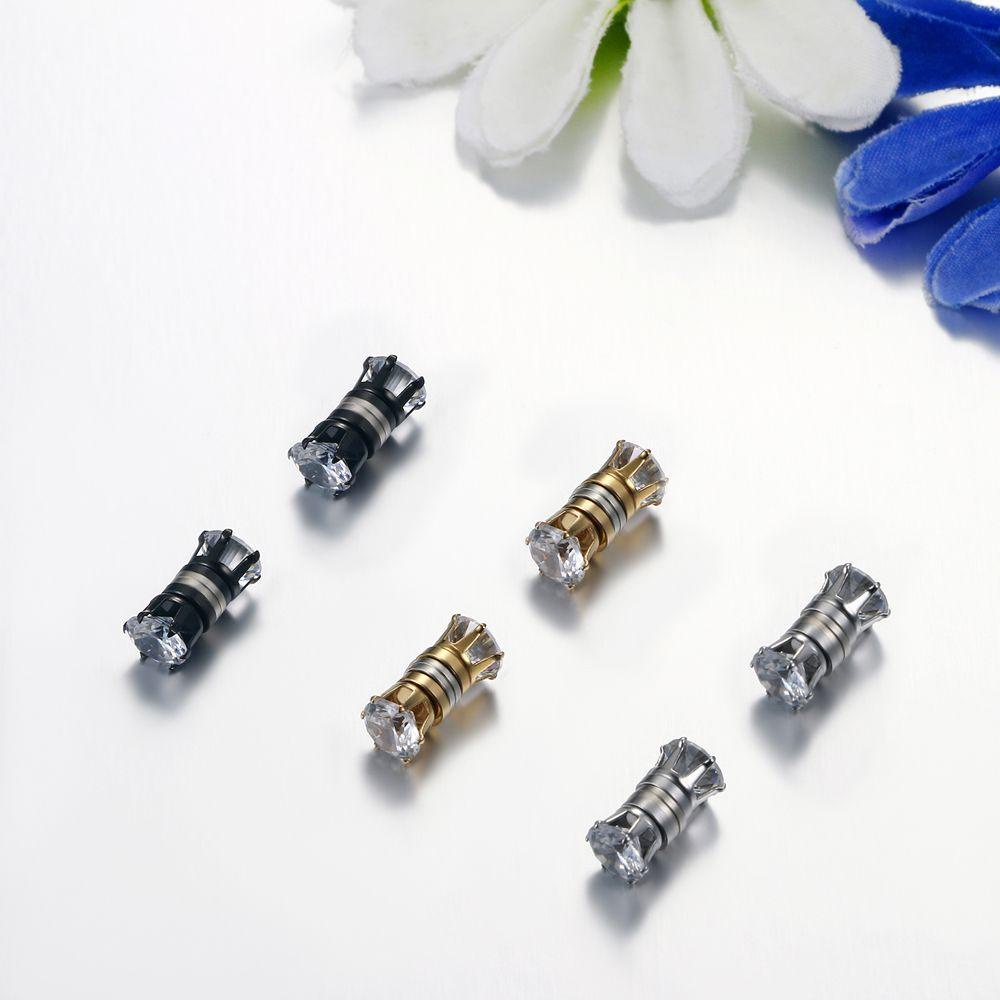 MXGOODS Ear Clips Trendy Small Titanium steel Ziron No Pierced For Men Women Clip On Earrings