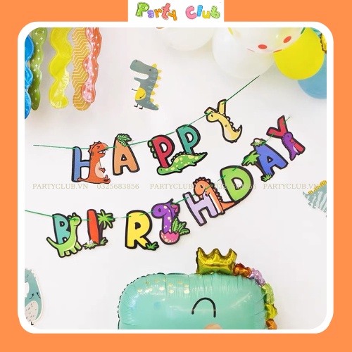 Dây treo trang trí - dây chữ trang trí sinh nhật hình khủng long