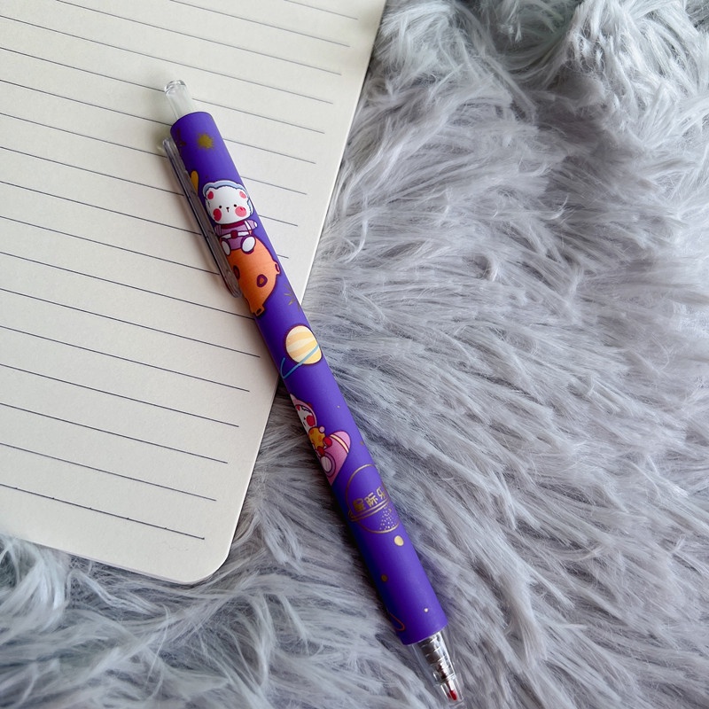 Bộ 6 Bút Mực Đen Dạng Nhấn Hình Chú Gấu Dễ Thương Cho Học Sinh Nữ