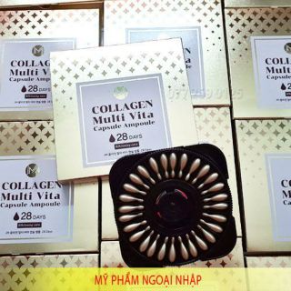 ( Mẫu mới) Serum collagen multi vita capsule ampoule 28 viên collagen tươi làm sáng