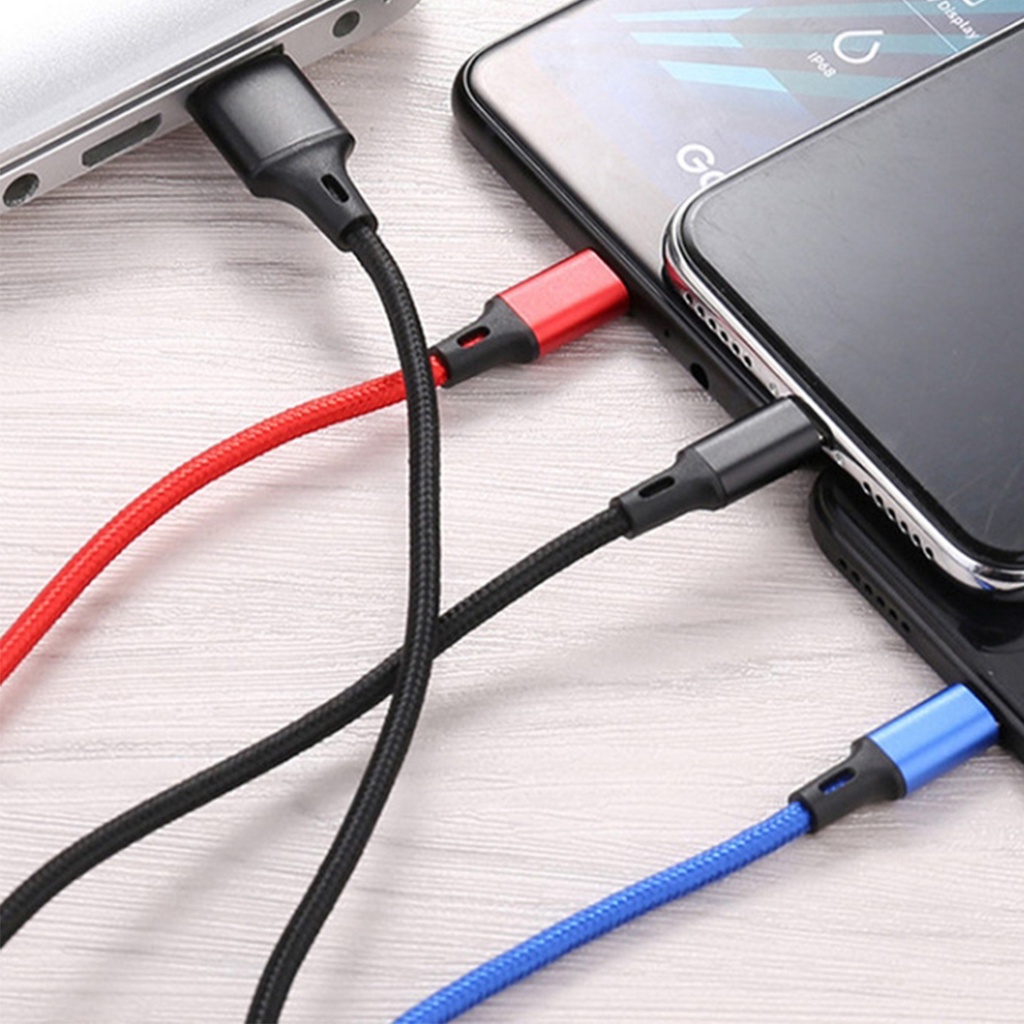 Dây cáp sạc ngắn Fonken 2.4A 3 trong 1 thích hợp cho iPhone Huawei