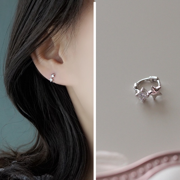 Khuyên Tai Tròn Bộ Khuyên Tai Tròn Đính Đá Zircon Ngôi Sao Thời Trang Không Gây Dị Ứng Cho Nữ