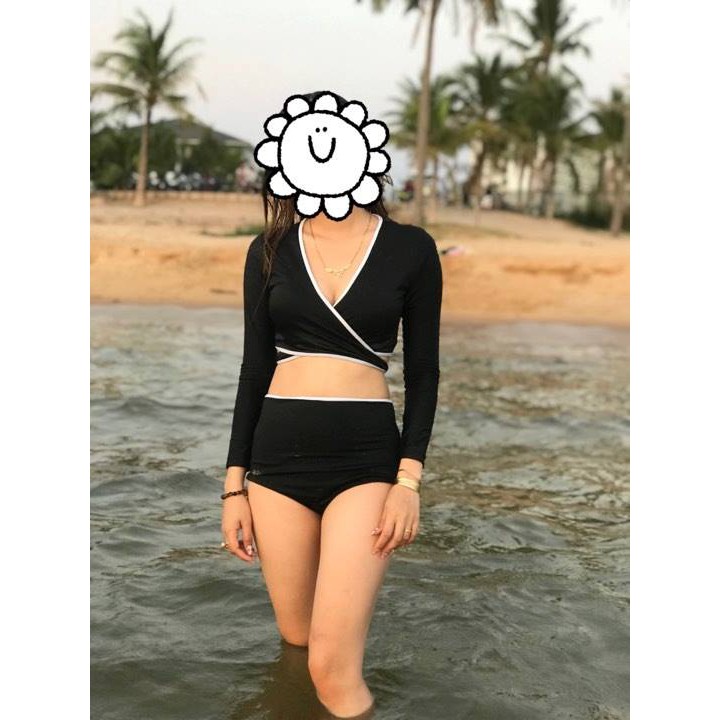 ĐỒ BƠI NỮ Bikini 2 mảnh đen áo dài tay mặc đi biển mới nhất | BigBuy360 - bigbuy360.vn