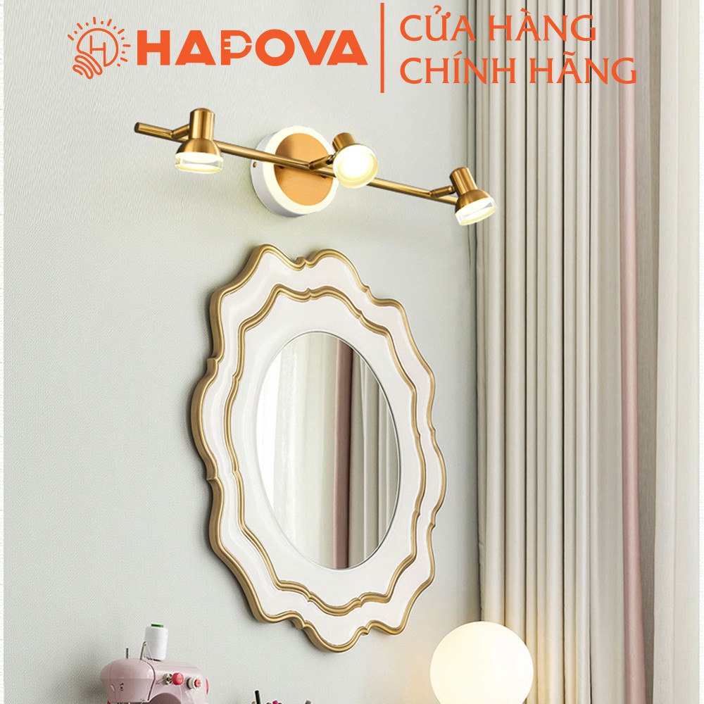 Đèn soi tranh, đèn chiếu tranh 3 quả mạ vàng HAPOVA LAZI 7412/3