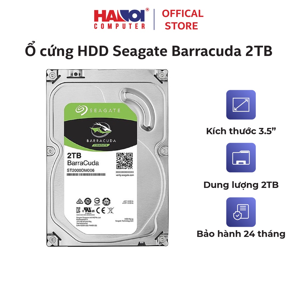 Ổ cứng HDD Seagate Barracuda 2TB 3.5 inch 7200RPM, SATA, 256MB Cache (ST2000DM008)