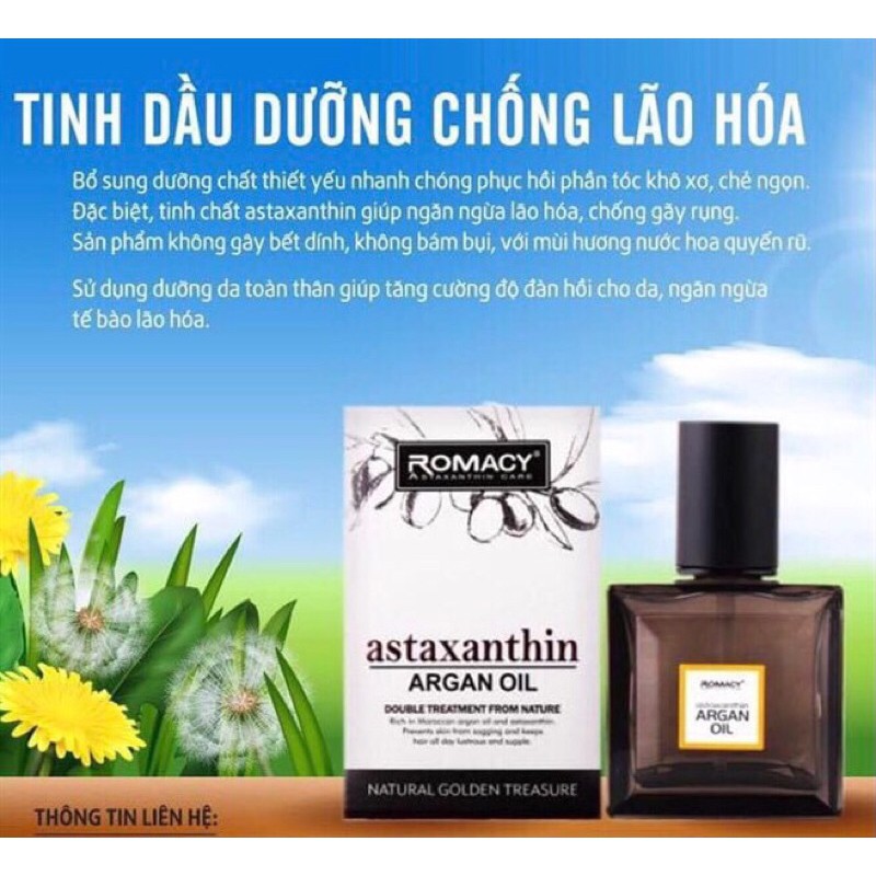 TINH DẦU DƯỠNG TÓC ROMACY ARGAN OIL ASTAXANTHIN 50ML- chai | BigBuy360 - bigbuy360.vn