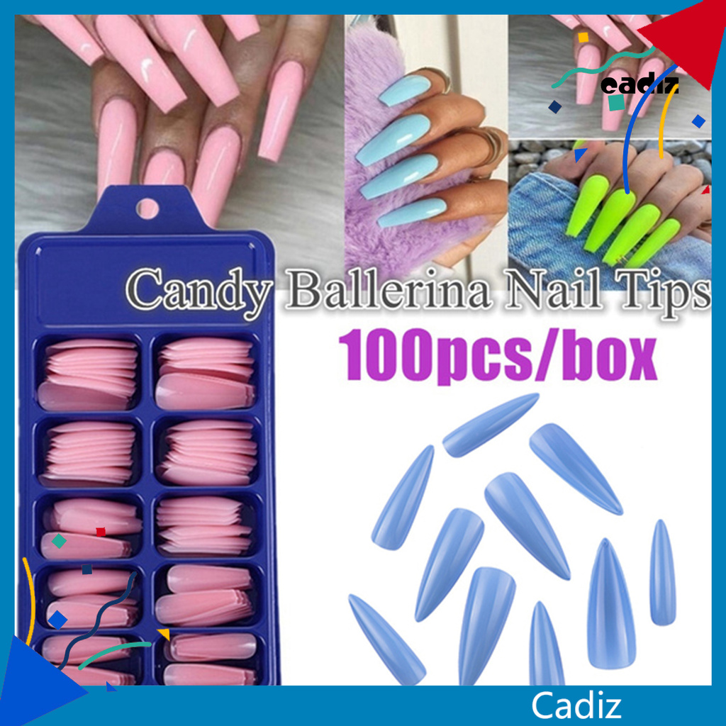 Bộ 100 Móng Tay Giả Màu Trơn Đẹp Mắt