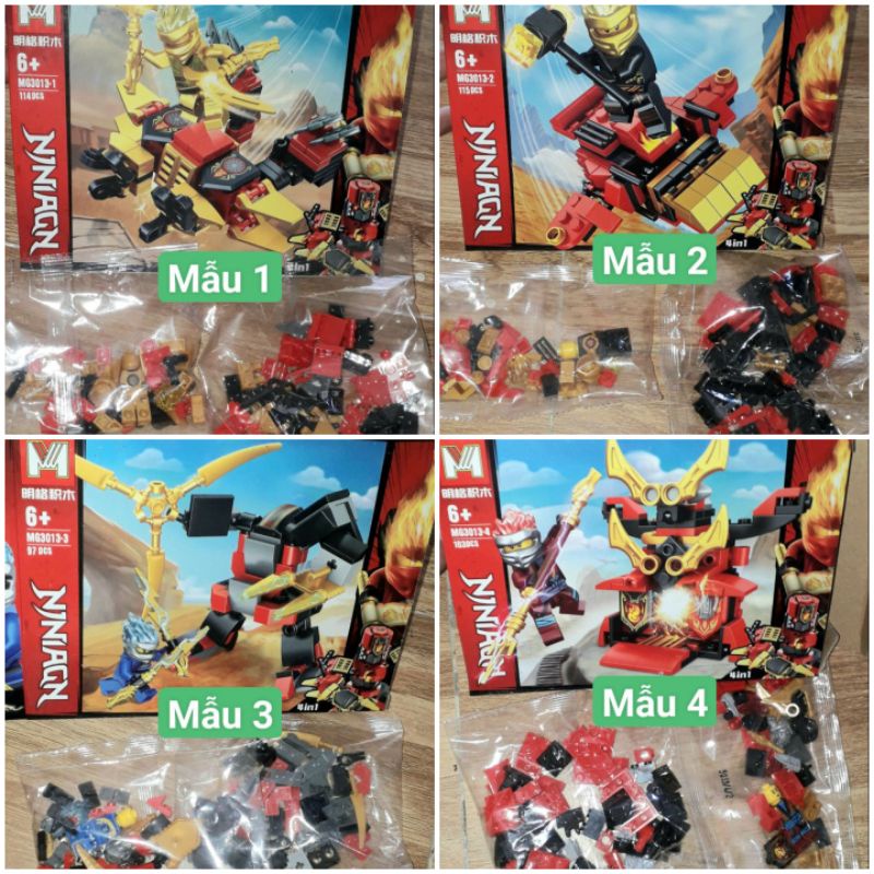 Lắp ráp 1 hộp LegoNinjaGo Robot 3013 có nhiều chi tiết bằng nhựa ABS