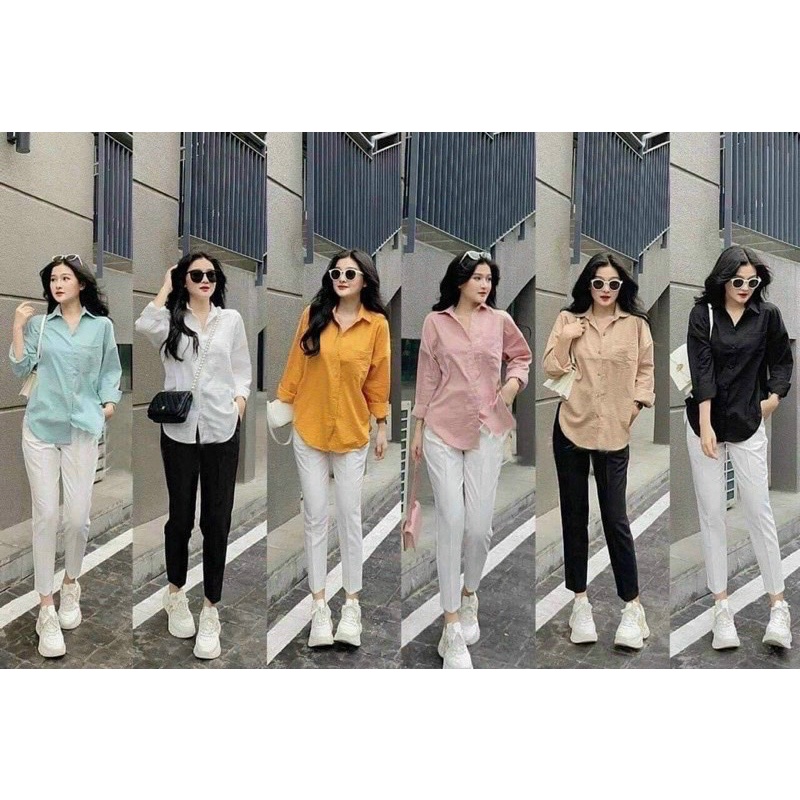 ÁO SƠ MI TRƠN PHOM RỘNG