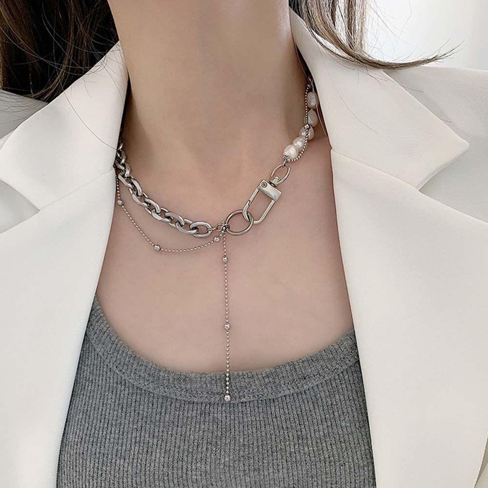 Vòng cổ Hai Lớp Bằng Hợp Kim Thiết Kế Đục Lỗ Thời Trang Cho Nữ