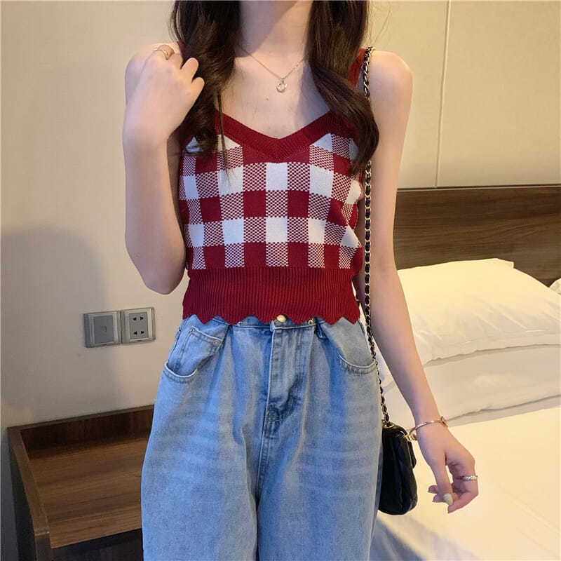 COZOK Áo Len Hai Dây Ngắn Dáng Ôm Phong Cách Hàn Quốc Thời Trang