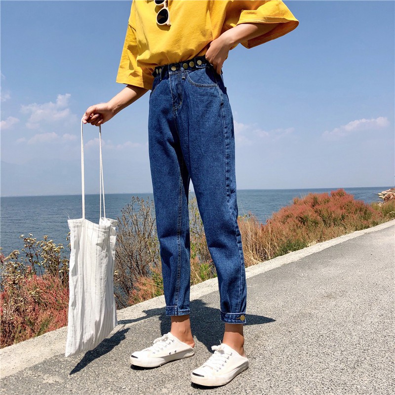 Quần jean Ulzzang quần bo gấu eo cao quần bò Nữ | BigBuy360 - bigbuy360.vn