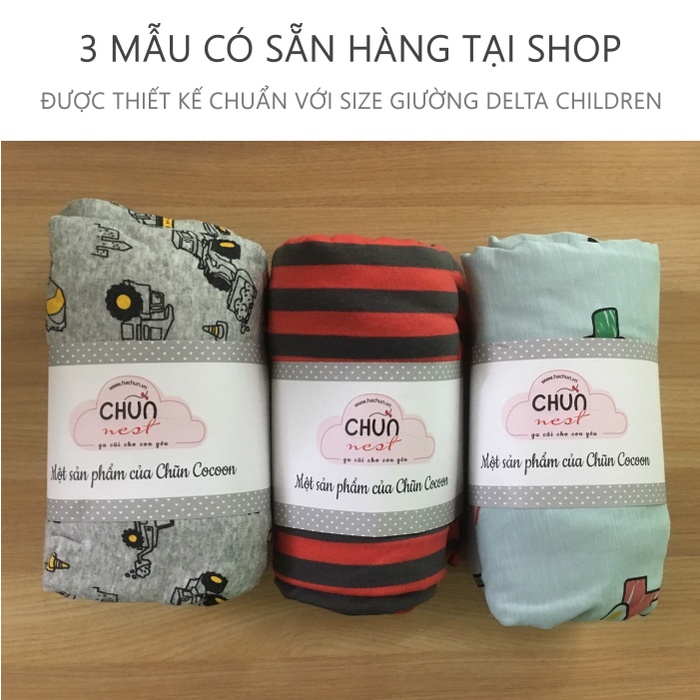 Ga Giường,Ga Đệm CHŨN NEST Cho Bé 100% Cotton Mềm Mịn,Thấm Hút Tốt,Thông Thoáng Dành Cho Đệm Size 130*70*10cm
