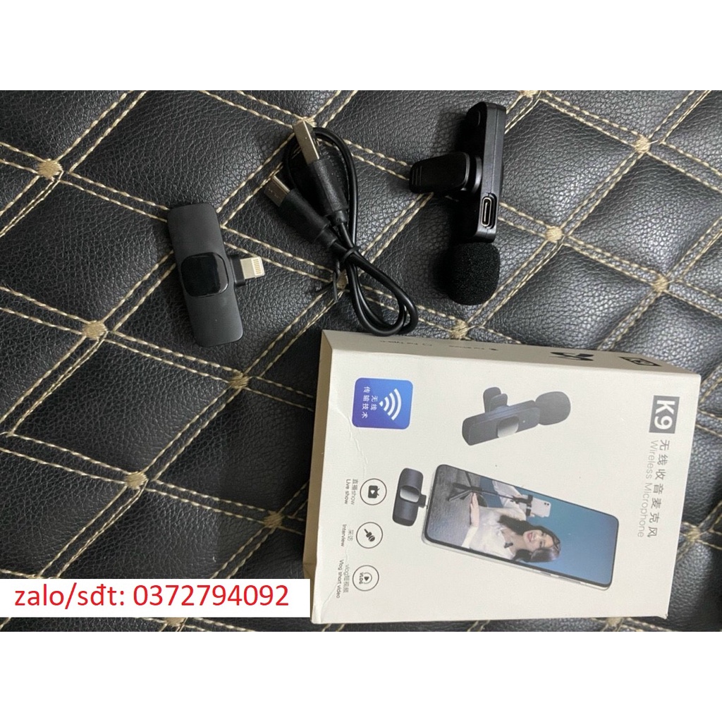 [Siêu Hot] Micro không dây cài áo K9 lọc tiếng ồn thu âm chuyên nghiệp cho máy iphone