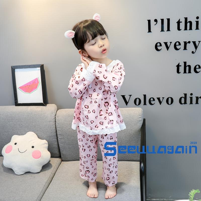 Bộ Đồ Ngủ Pijama Họa Tiết Da Báo Cho Bé Gái