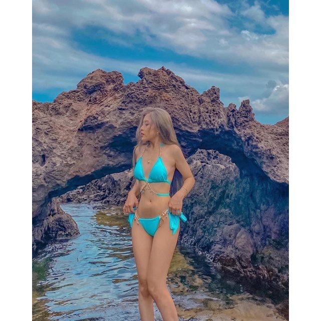 Bikini phối dây đá cao cấp (Ảnh thật)