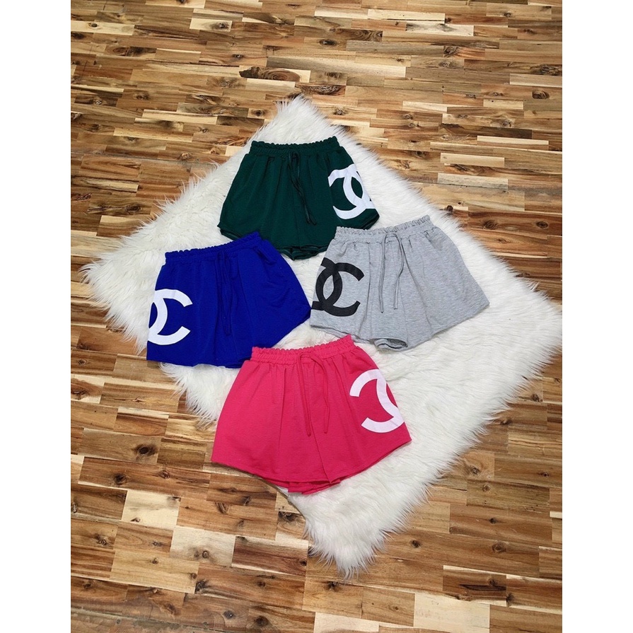 quần short thun nữ in logo cha bên quần sang chảnh l
