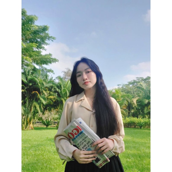 Áo sơ mi cổ vest vintage Nhật phong cách retro cổ điển