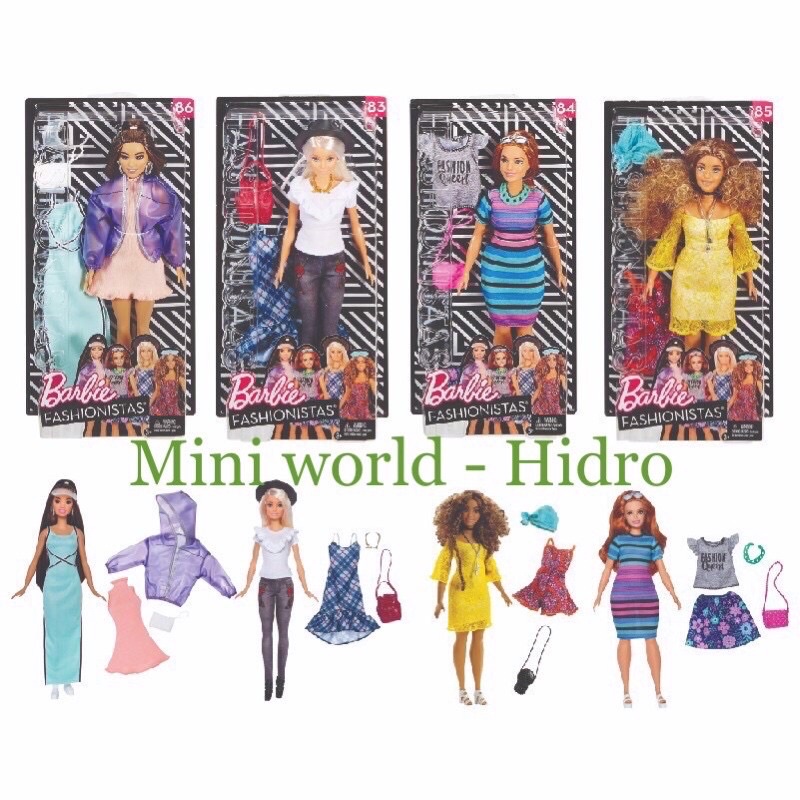 [Nhiều mẫu] Set búp bê Barbie Fashionistas thời trang kèm váy túi