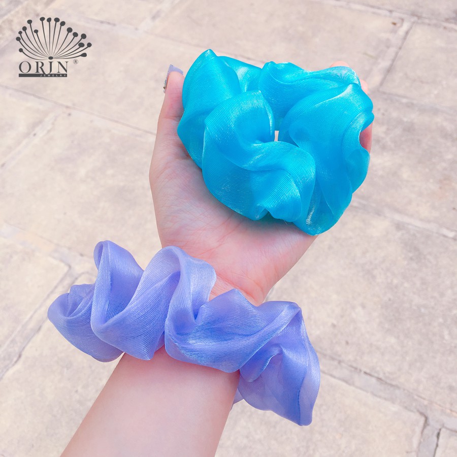 Dây buộc tóc, cột tóc vải scrunchies voan ánh nhũ siêu siêu đẹp Orin K1107