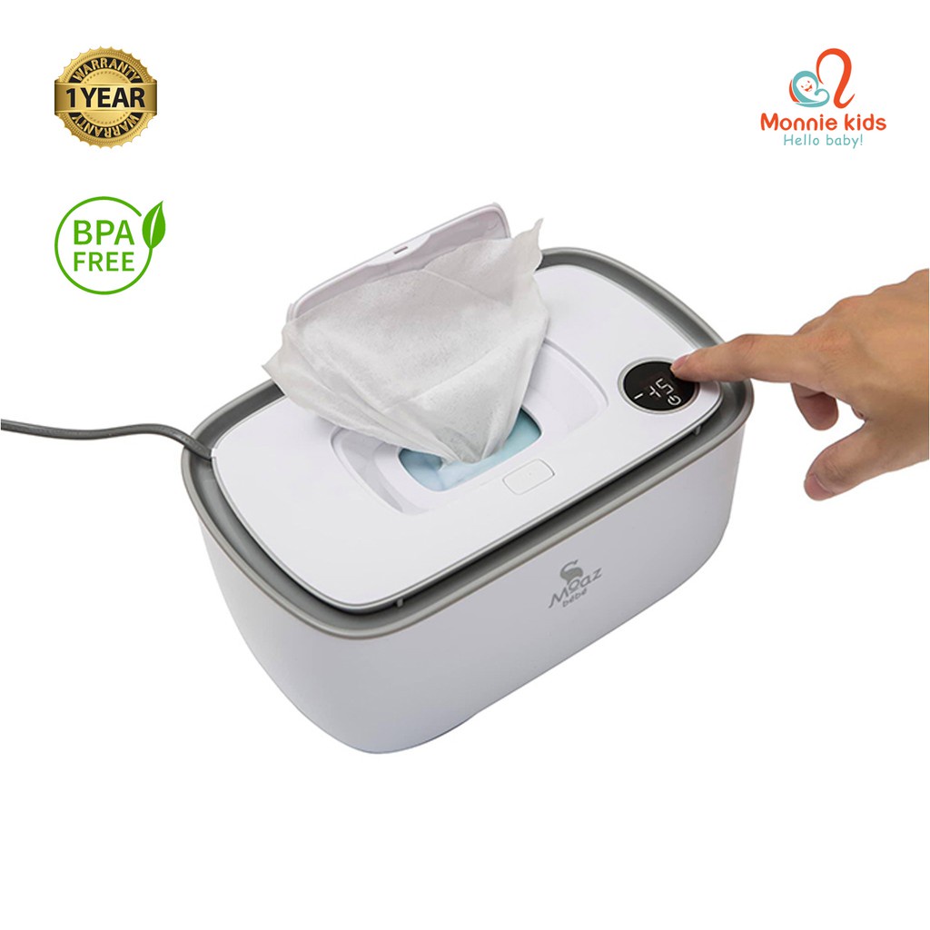 Máy làm ấm khăn ướt cho bé Moaz Bebe MB008 màn hình Led điều khiển nhiệt độ thông minh