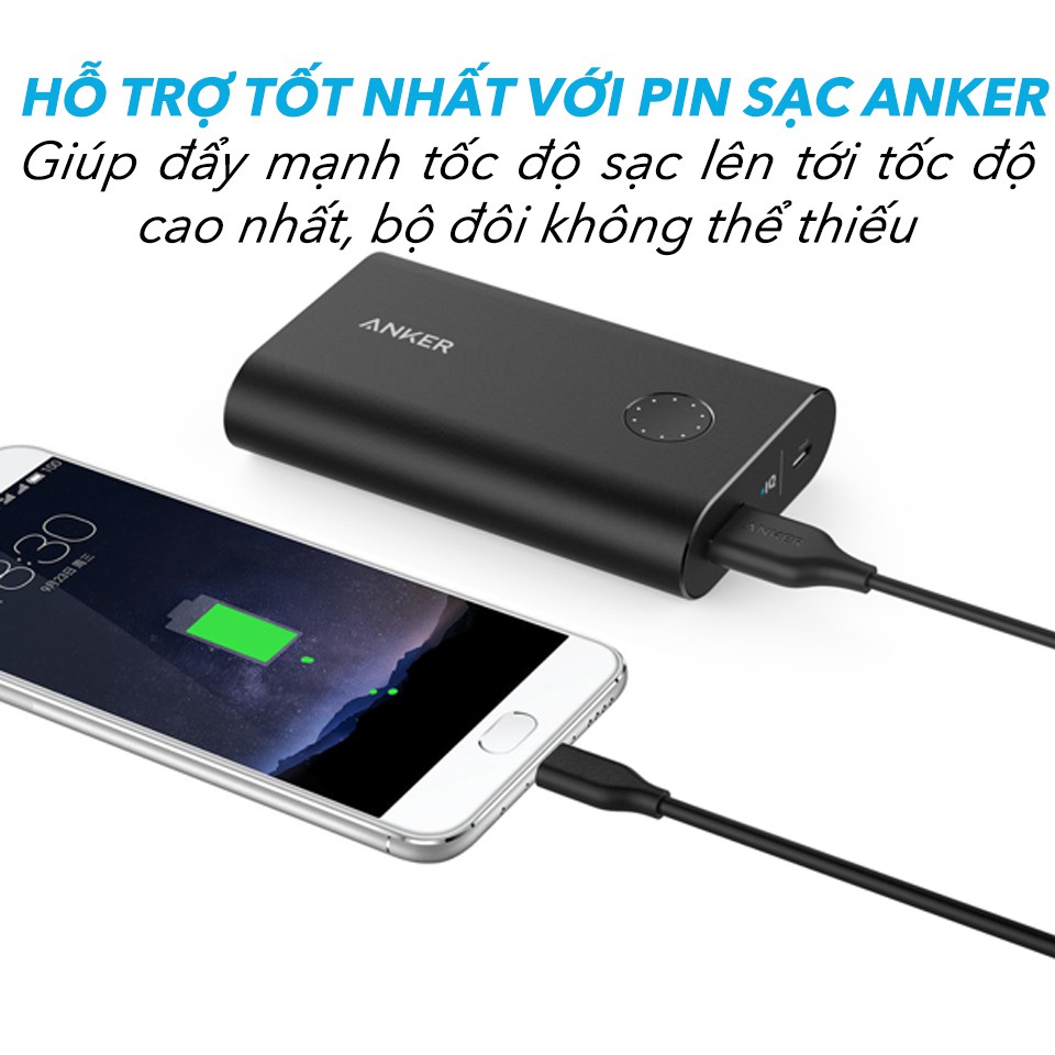 Dây Cáp Sạc Lightning, Type C Anker PowerLine II 0.9m Model : A8163, A8432 - Dùng cho Iphone, Ipad, Samsung