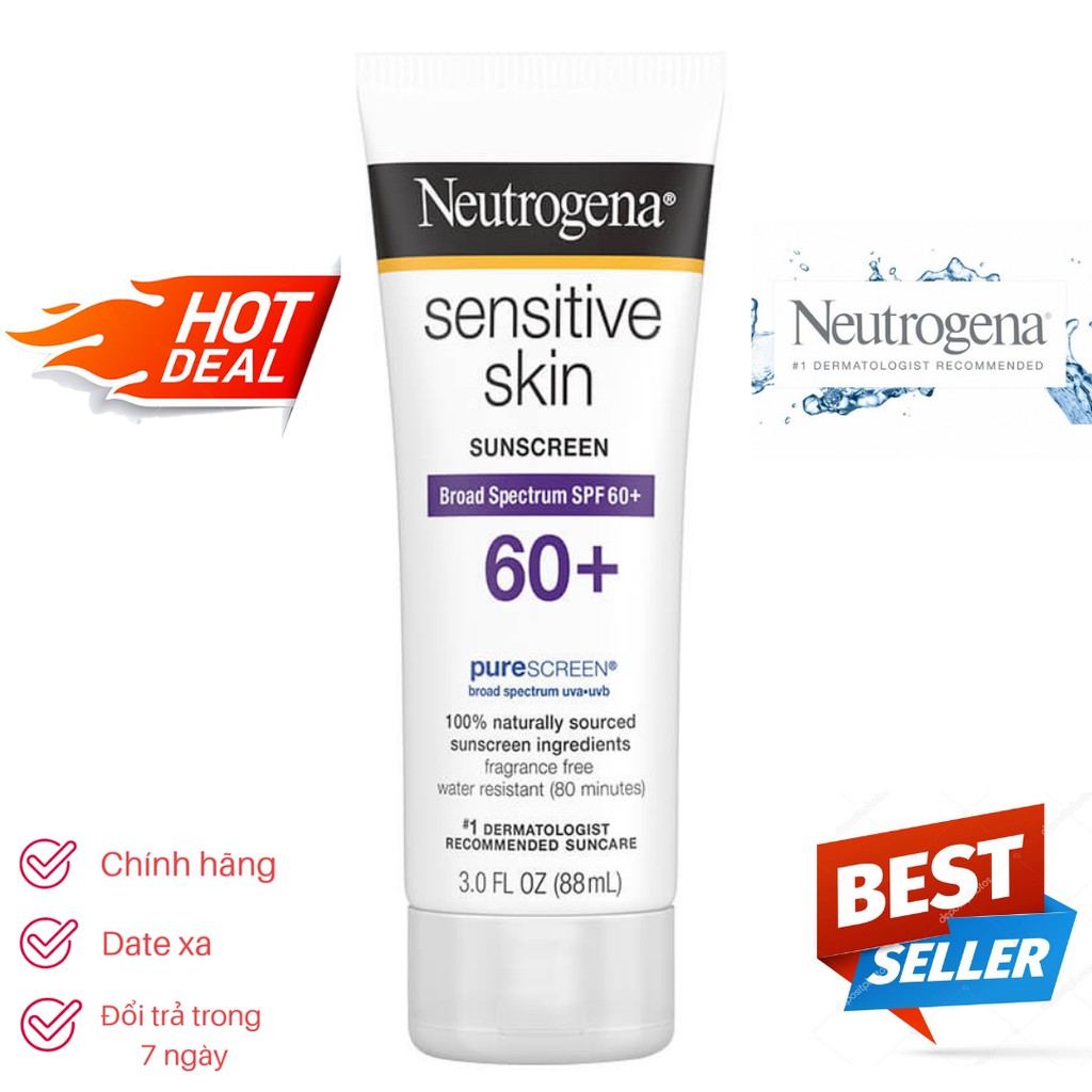 Kem Chống Nắng Cho Da Nhạy Cảm Neutrogena Sensitive Skin Sunscreen SPF 60+ (88ml)