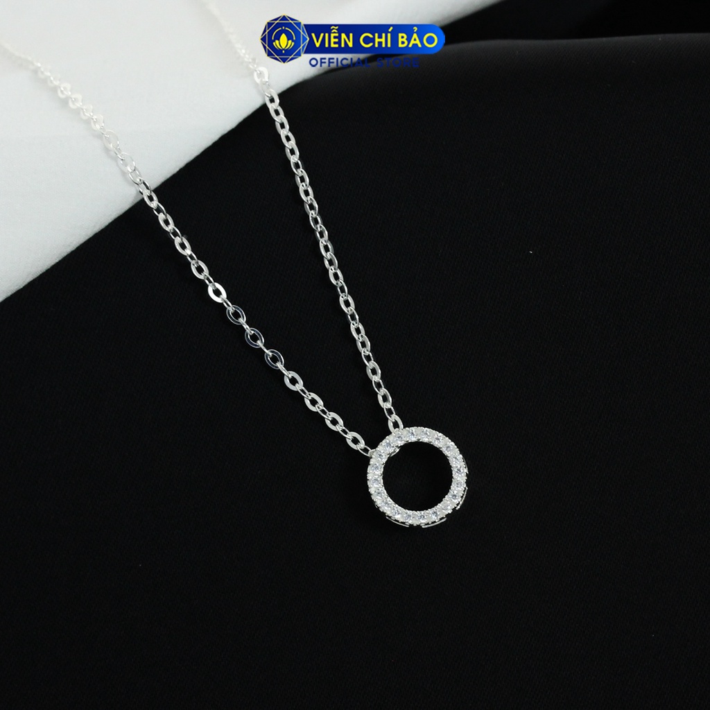Dây chuyền bạc nữ mặt Donut đính đá chất liệu bạc 925 thời trang phụ kiện trang sức nữ Viễn Chí Bảo D400478