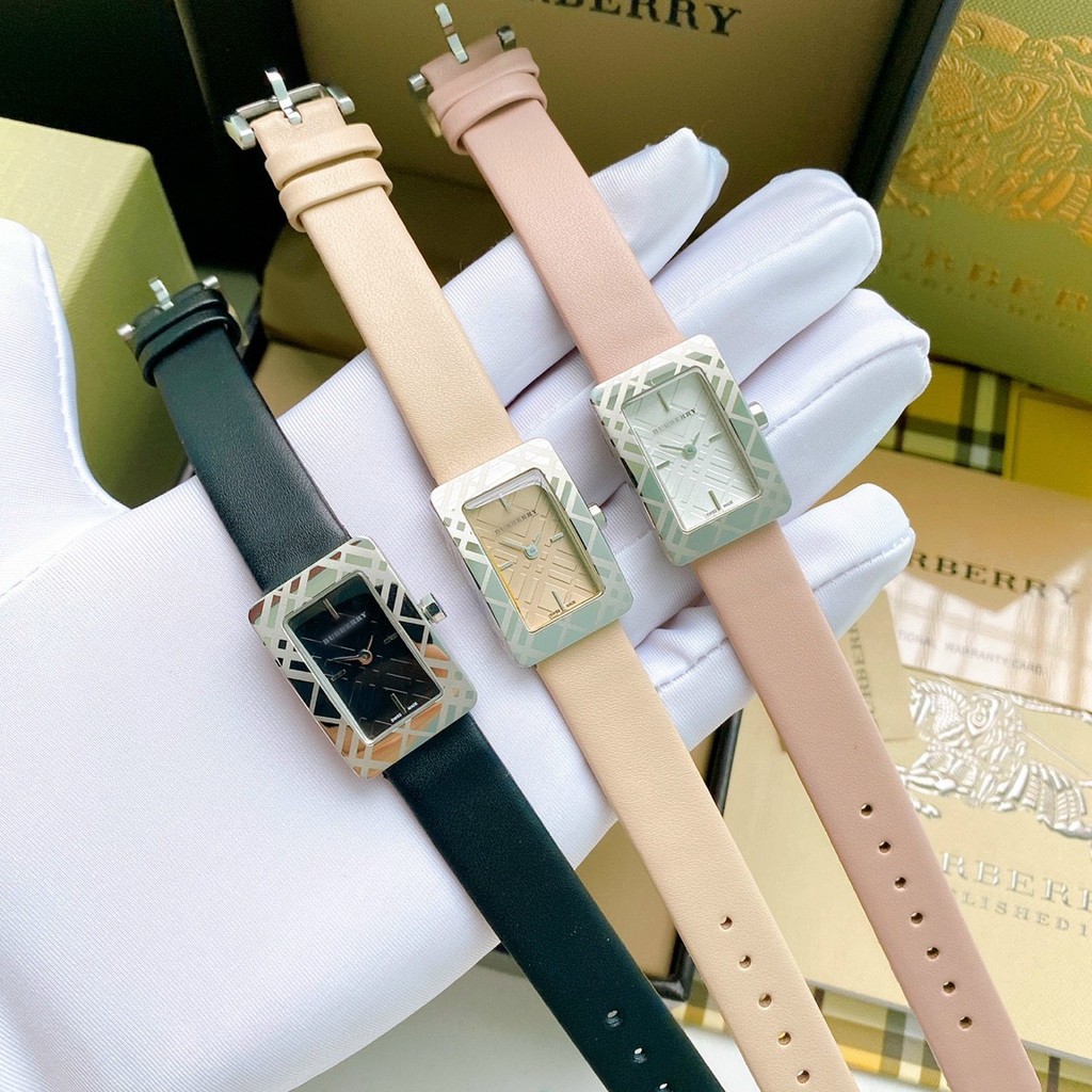ĐỒNG HỒ NỮ BURBERRY DÂY DA , MẶT CHỮ NHẬT , SIZE 20X30MM
