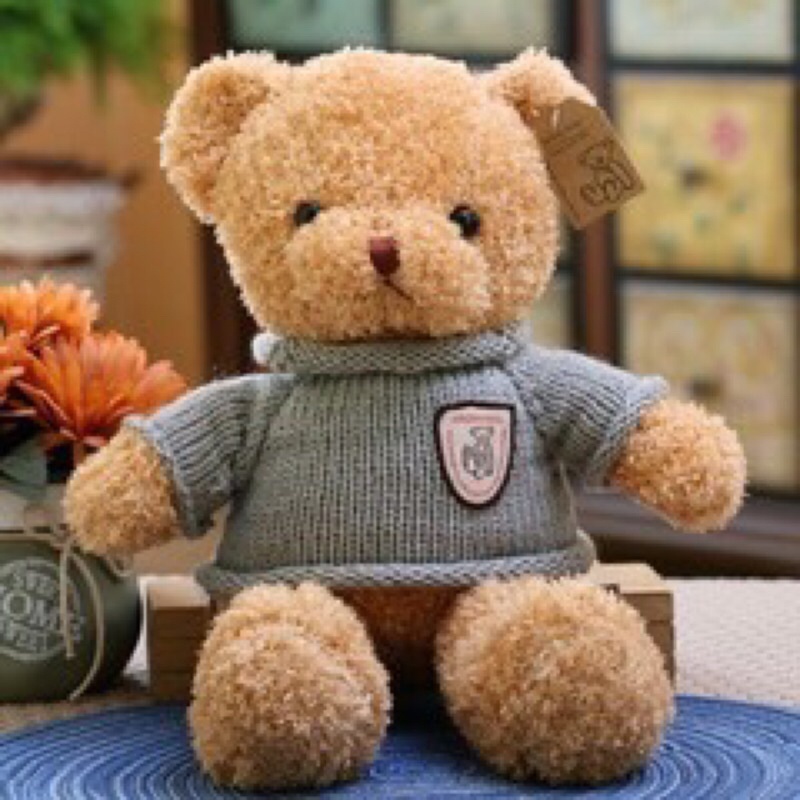 Gấu Bông Teddy Head Tales Thú Nhồi Bông Lông Xù Size Mini 30cm Áo Kẻ