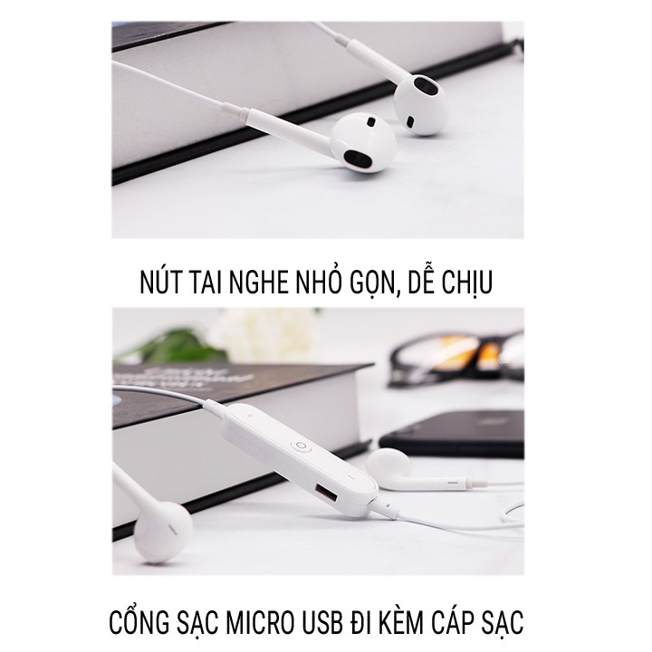 Tai nghe Bluetooth Sport S6 kết nối không dây giá rẻ có mic đàm thoại