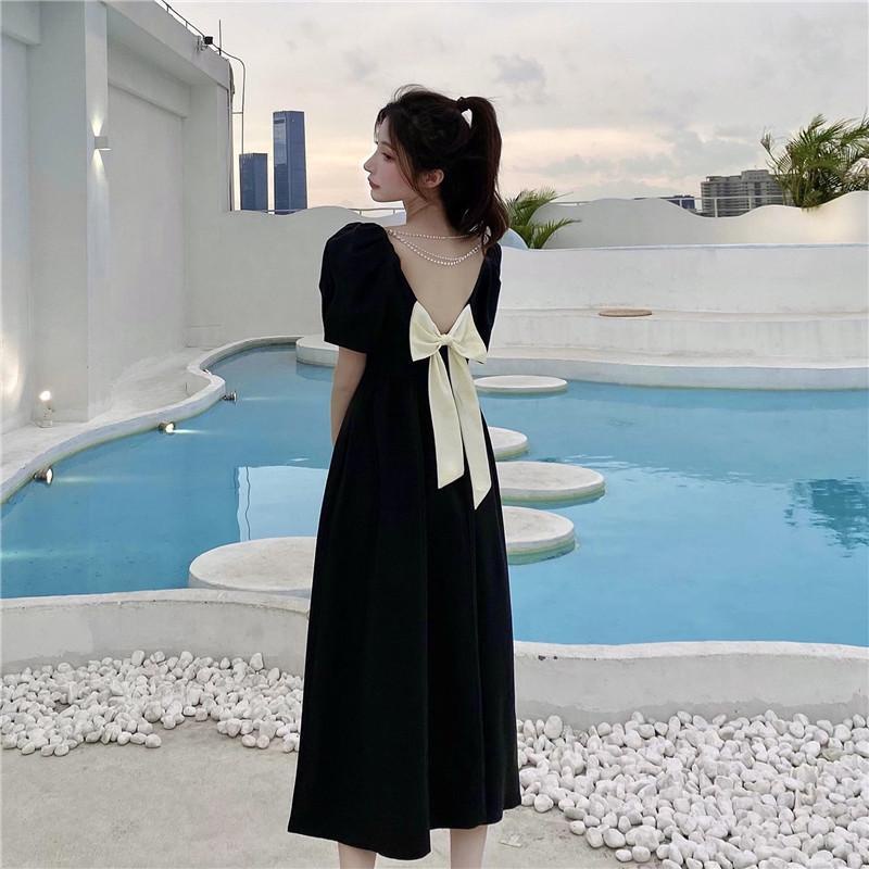 Đầm Tay Phồng Đính Nơ Thiết Kế Mới Xinh Xắn Thời Trang Dành Cho Nữ