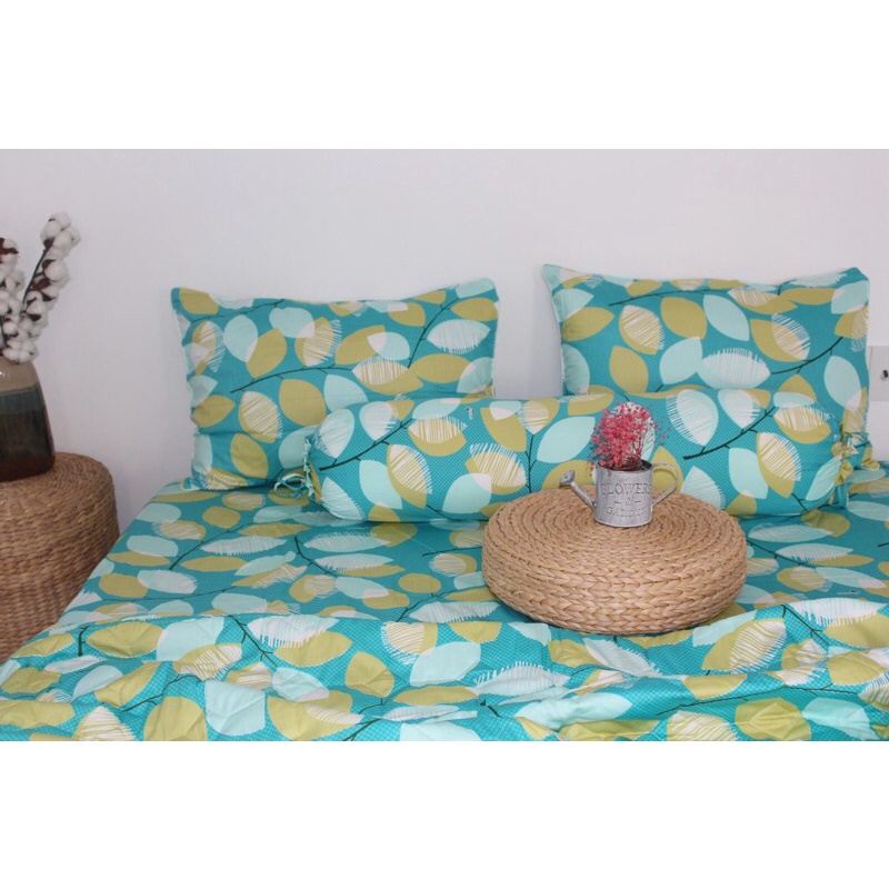 bộ ga Thắng lợi cotton, ga giường 100% chuẩn logo mẫu LÁ XANH
