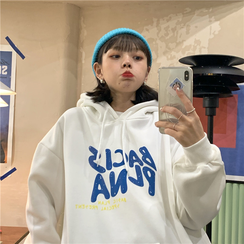 Áo Hoodies Tay Dài In Họa Tiết Chữ Phong Cách Ulzzang Hàn Quốc