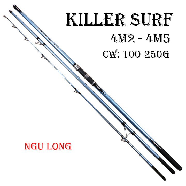 Cần câu cá 3 khúc KILLER SURF 4m2 - 4m5, cần câu máy, câu lục xa bờ độ cứng BX chất lượng cao